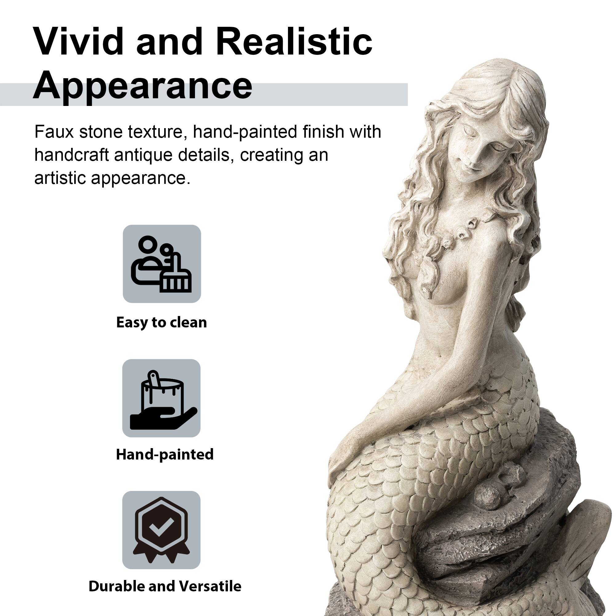 Glitzhome® 20" MGO Mermaid Garden Statue